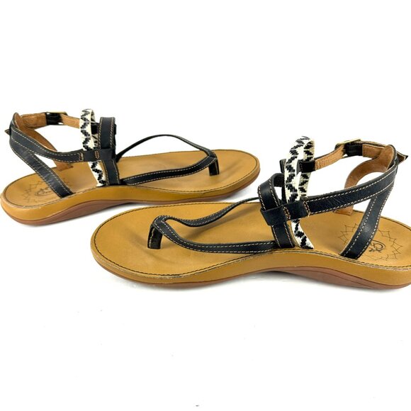 Chaco Women’s 8W Brown Black Leather Woven Strap Adjustable Sandals - Picture 10 of 10